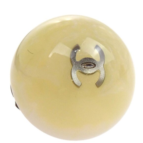 Chanel Button Earrings Clip-On Beige Acrylic 99P - Picture 3 of 4